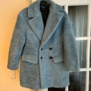 Zara Basic SzS blue teddy coat